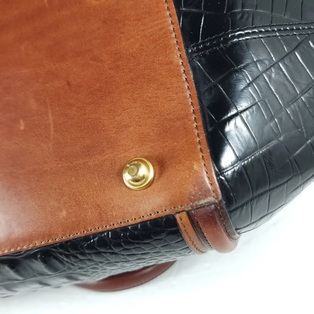 Brahmin Arden Tortoise Melbourne Leather Black Brown Satchel Handbag Bag